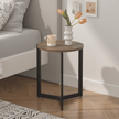 Round Side Table with Metal Frame – Brown - Storehouse Essentials