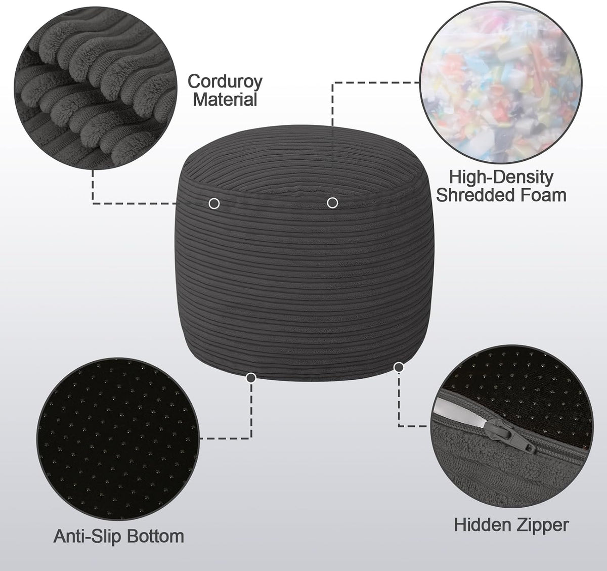 Round Plush Pouf Ottoman, 20