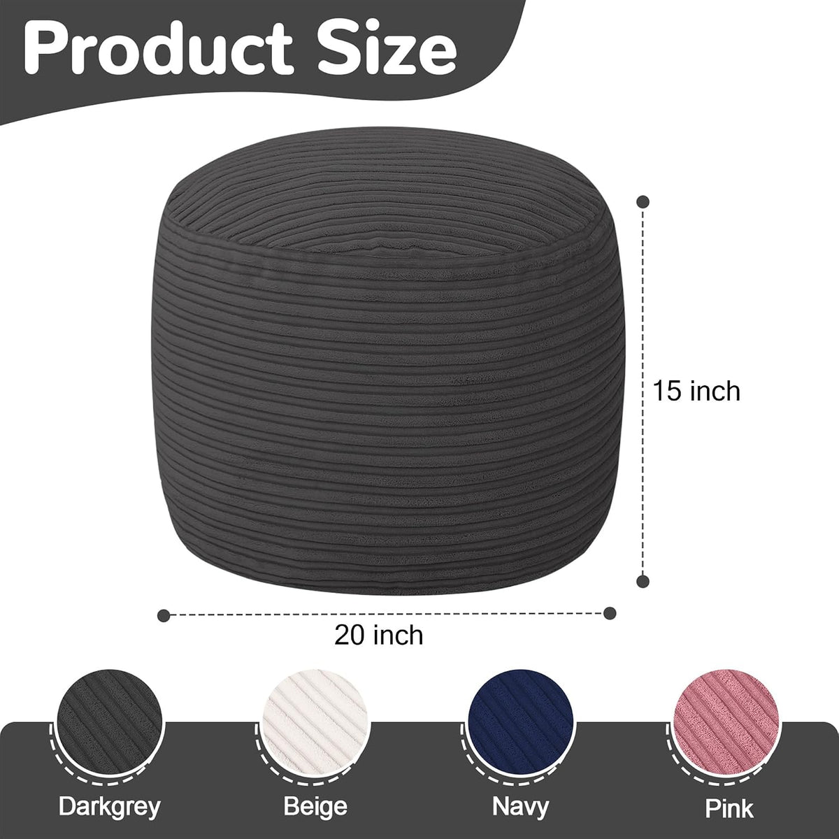 Round Plush Pouf Ottoman, 20