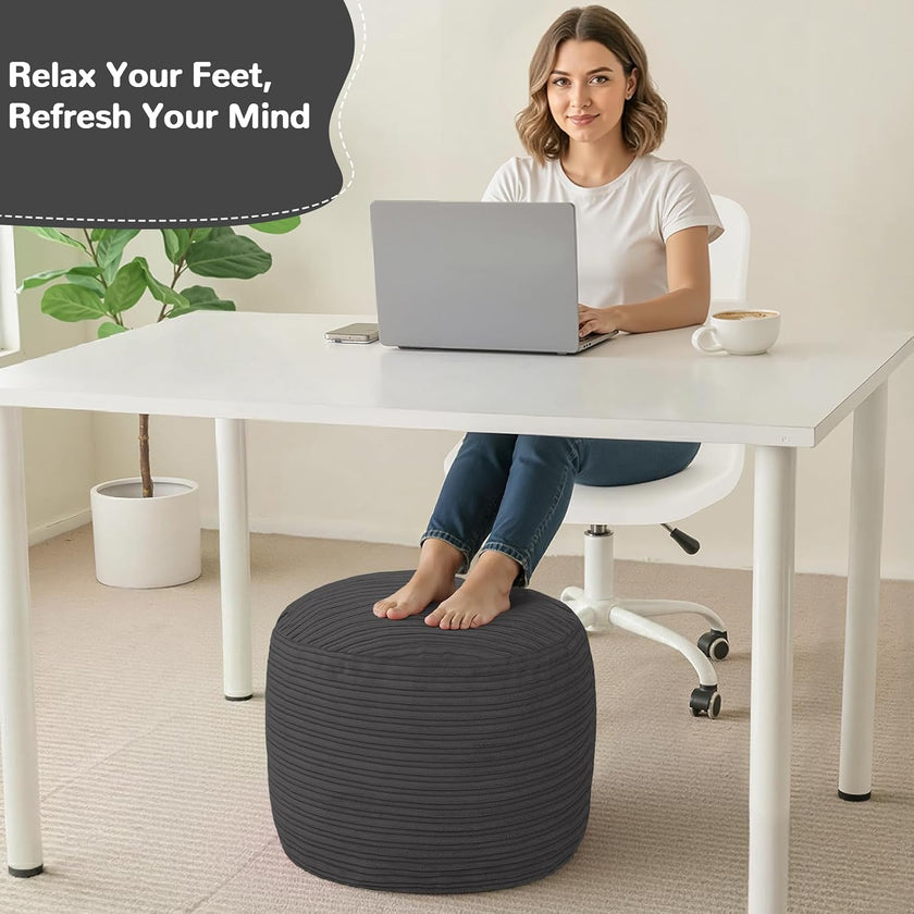 Round Plush Pouf Ottoman, 20