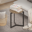 Round Side Table with Metal Frame – Brown - Storehouse Essentials