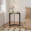 Round Side Table with Metal Frame – Brown - Storehouse Essentials