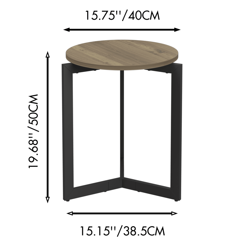 Round Side Table with Metal Frame – Brown - Storehouse Essentials