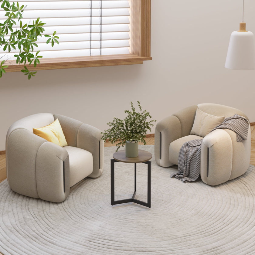 Round Side Table with Metal Frame – Brown - Storehouse Essentials