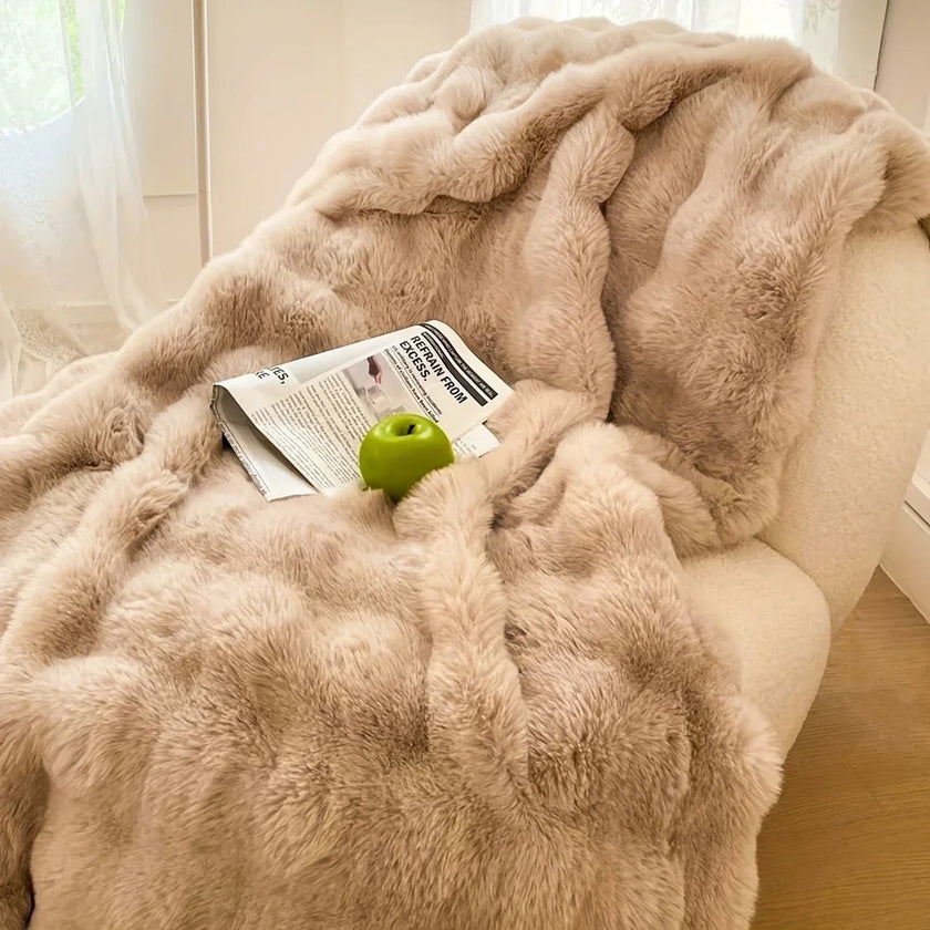 Faux Rabbit Fur Fleece Throw Blanket - Storehouse Essentials