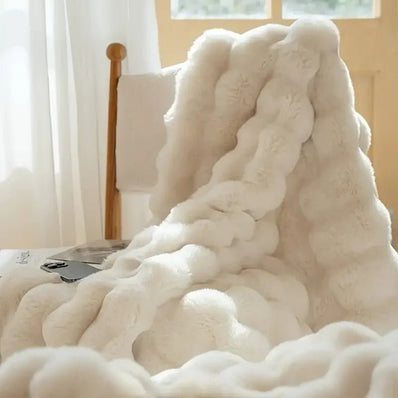 Faux Rabbit Fur Fleece Throw Blanket - Storehouse Essentials