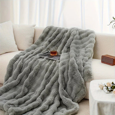 Faux Rabbit Fur Fleece Throw Blanket - Storehouse Essentials