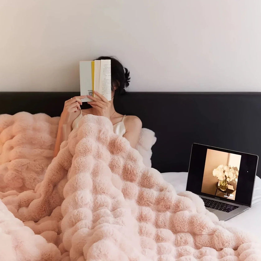 Faux Rabbit Fur Fleece Throw Blanket - Storehouse Essentials