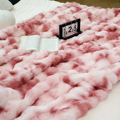 Faux Rabbit Fur Fleece Throw Blanket - Storehouse Essentials