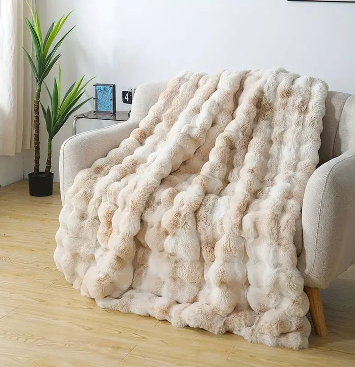 Faux Rabbit Fur Fleece Throw Blanket - Storehouse Essentials