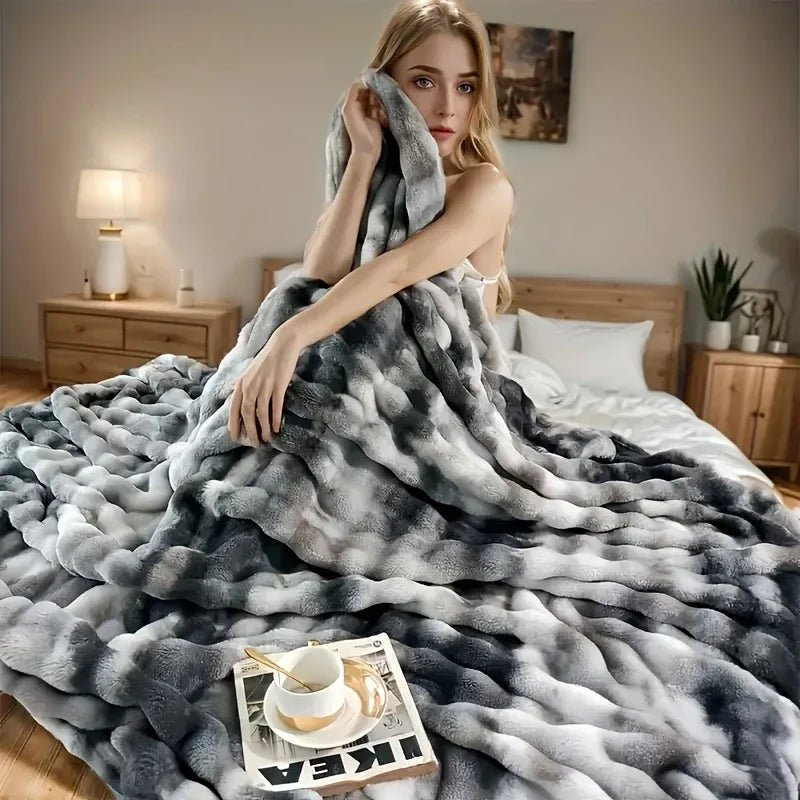 Faux Rabbit Fur Fleece Throw Blanket - Storehouse Essentials