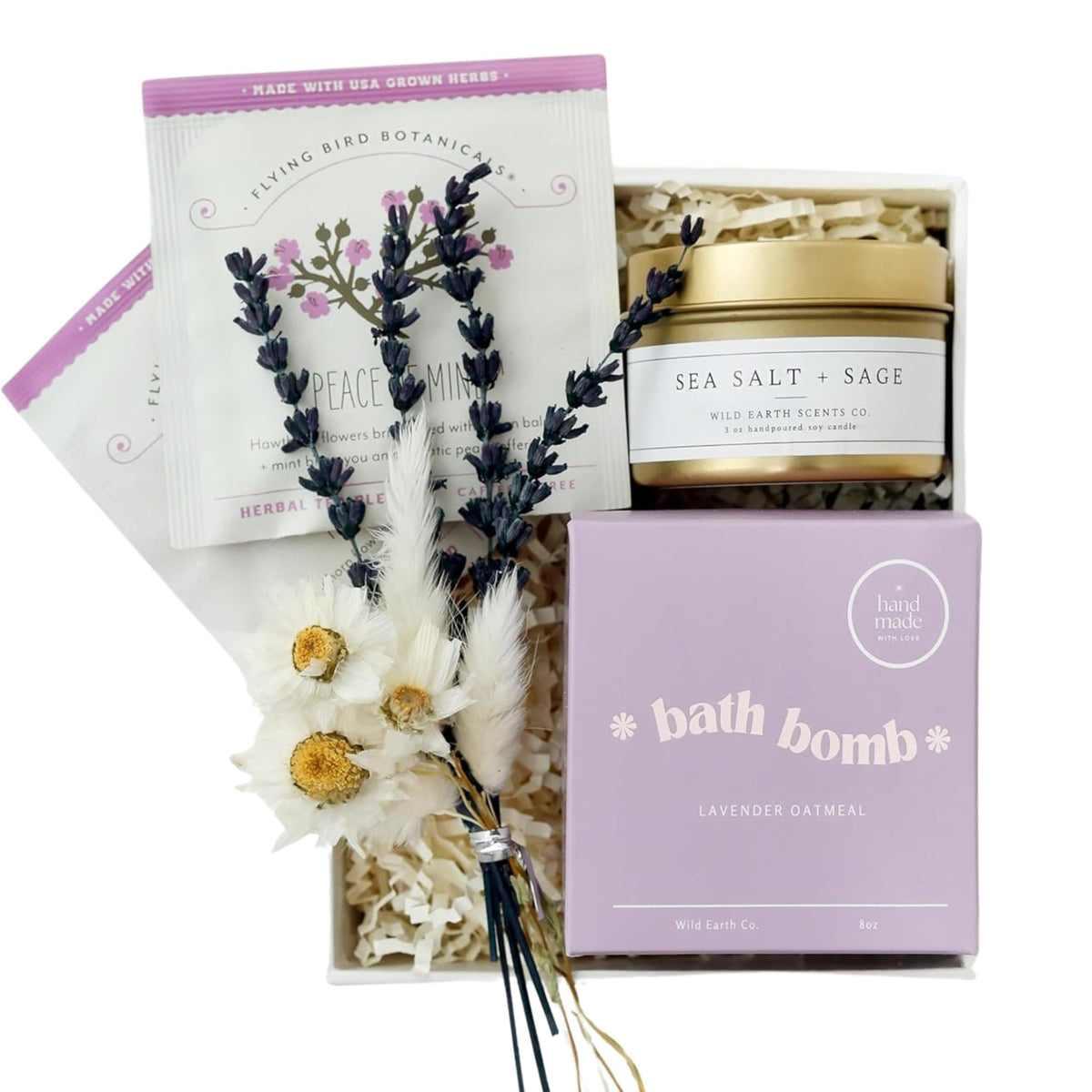 Mini Lavender Spa Gift Set – Candle, Bath Bomb, Soap & Card - Storehouse Essentials