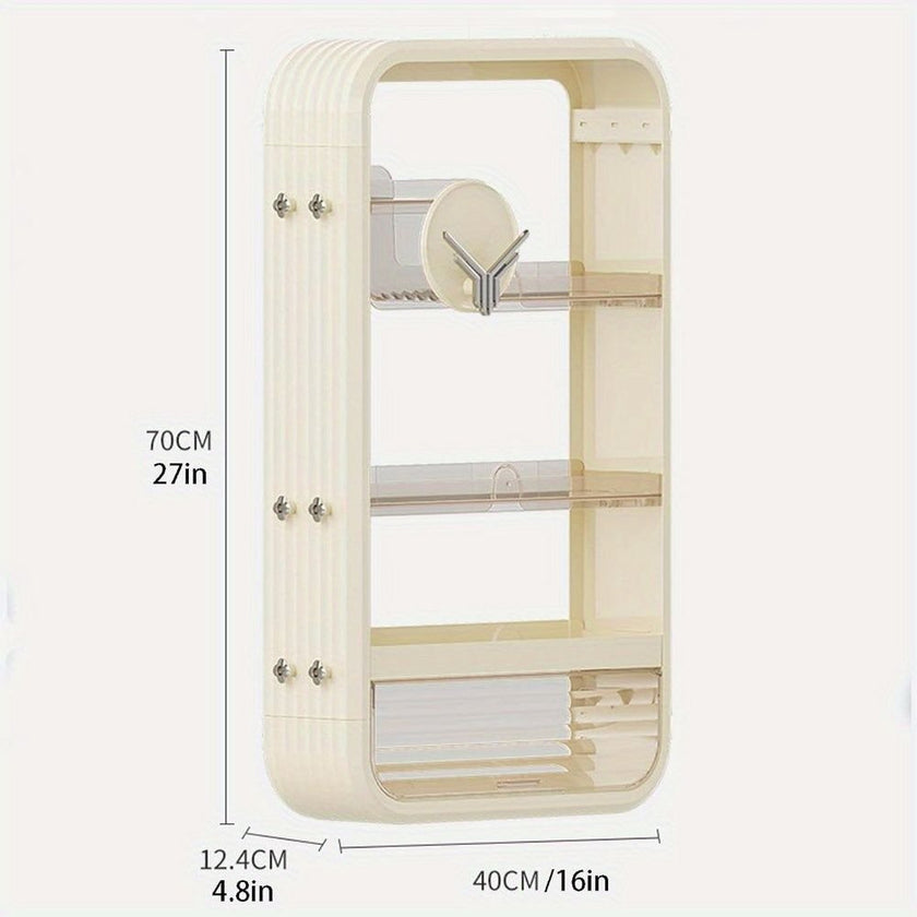 5 Tier Makeup Organizer for Vanity High - Capacity Bathroom Counter Organizer Perfume Organizers Hangable Cosmetic Organizer Display Cabinet Skincare Storage Rack - Transparent - Storehouse Essentials