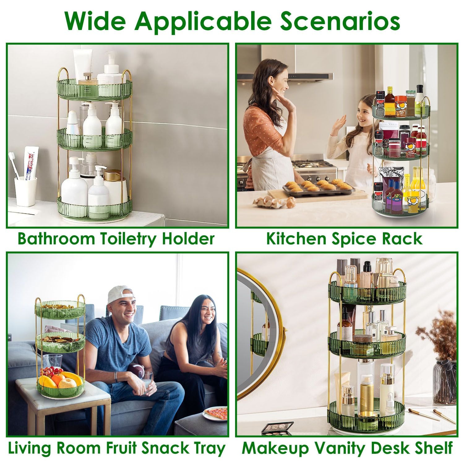 Spinning Makeup Storage Rack - Heavy - Duty 3 Tier Cosmetic Organizer - Storehouse Essentials