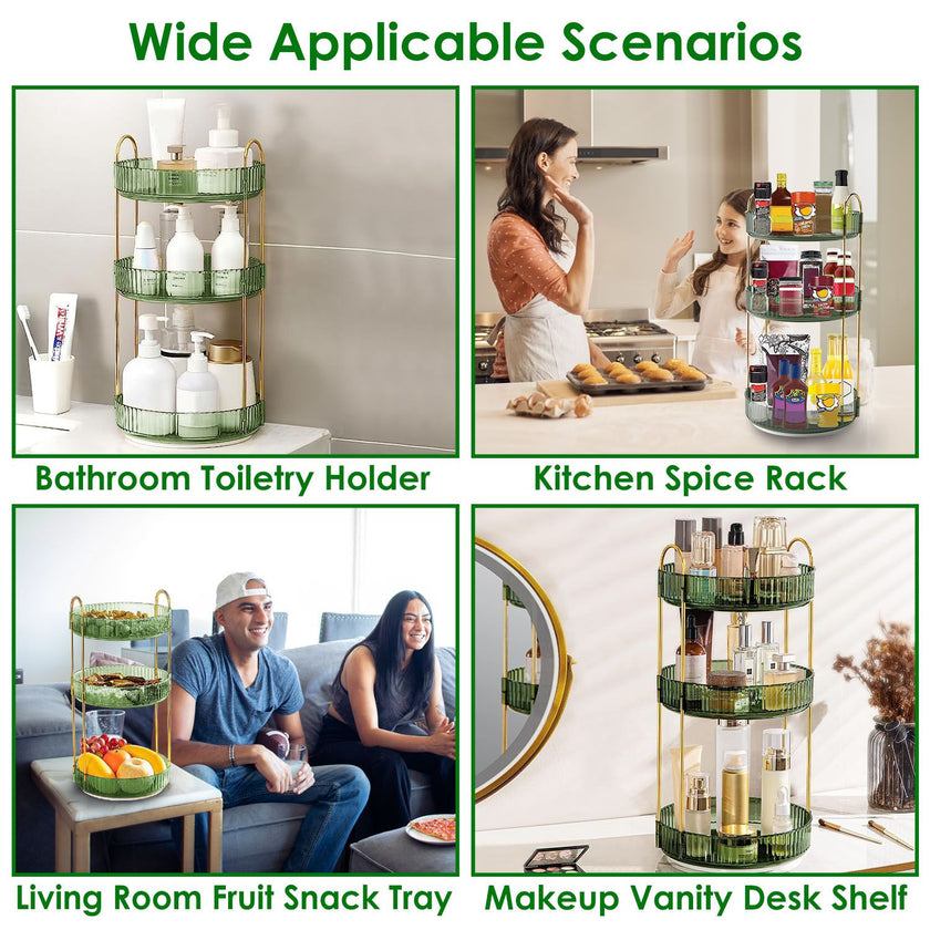 Spinning Makeup Storage Rack - Heavy - Duty 3 Tier Cosmetic Organizer - Storehouse Essentials