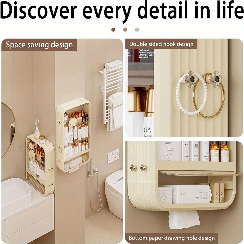 5 Tier Makeup Organizer for Vanity High - Capacity Bathroom Counter Organizer Perfume Organizers Hangable Cosmetic Organizer Display Cabinet Skincare Storage Rack - Transparent - Storehouse Essentials