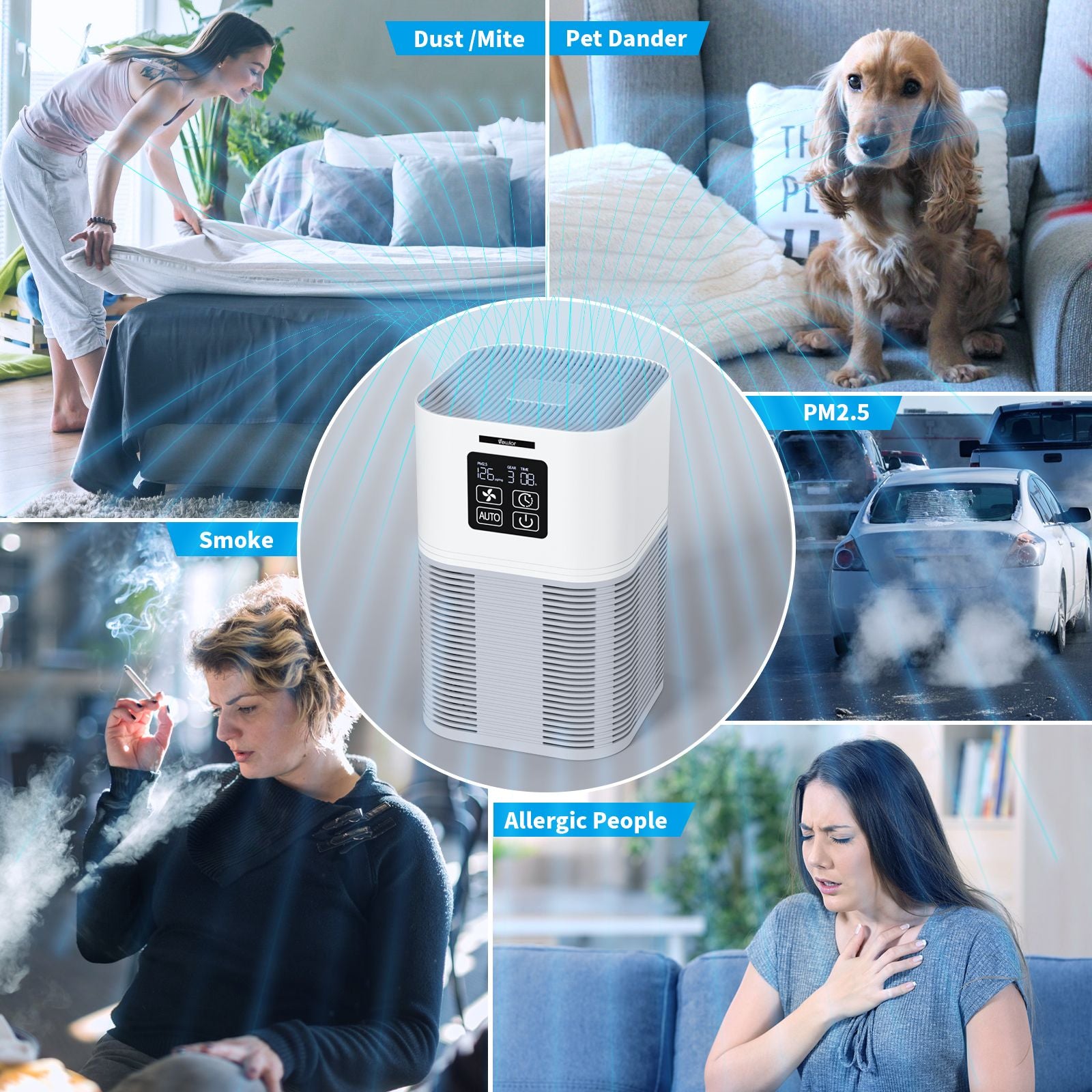 VEWIOR Dual Function Air Purifier with H13 Filters - Odor Eliminator for Home & Office, Includes Aromatherapy Feature - Storehouse Essentials