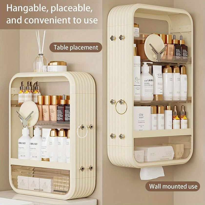 5 Tier Makeup Organizer for Vanity High - Capacity Bathroom Counter Organizer Perfume Organizers Hangable Cosmetic Organizer Display Cabinet Skincare Storage Rack - Transparent - Storehouse Essentials