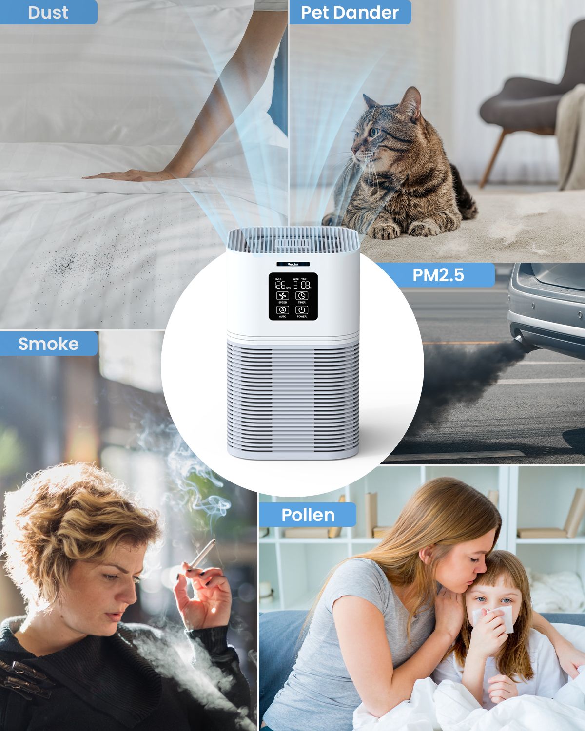 VEWIOR Dual Function Air Purifier with H13 Filters - Odor Eliminator for Home & Office, Includes Aromatherapy Feature - Storehouse Essentials