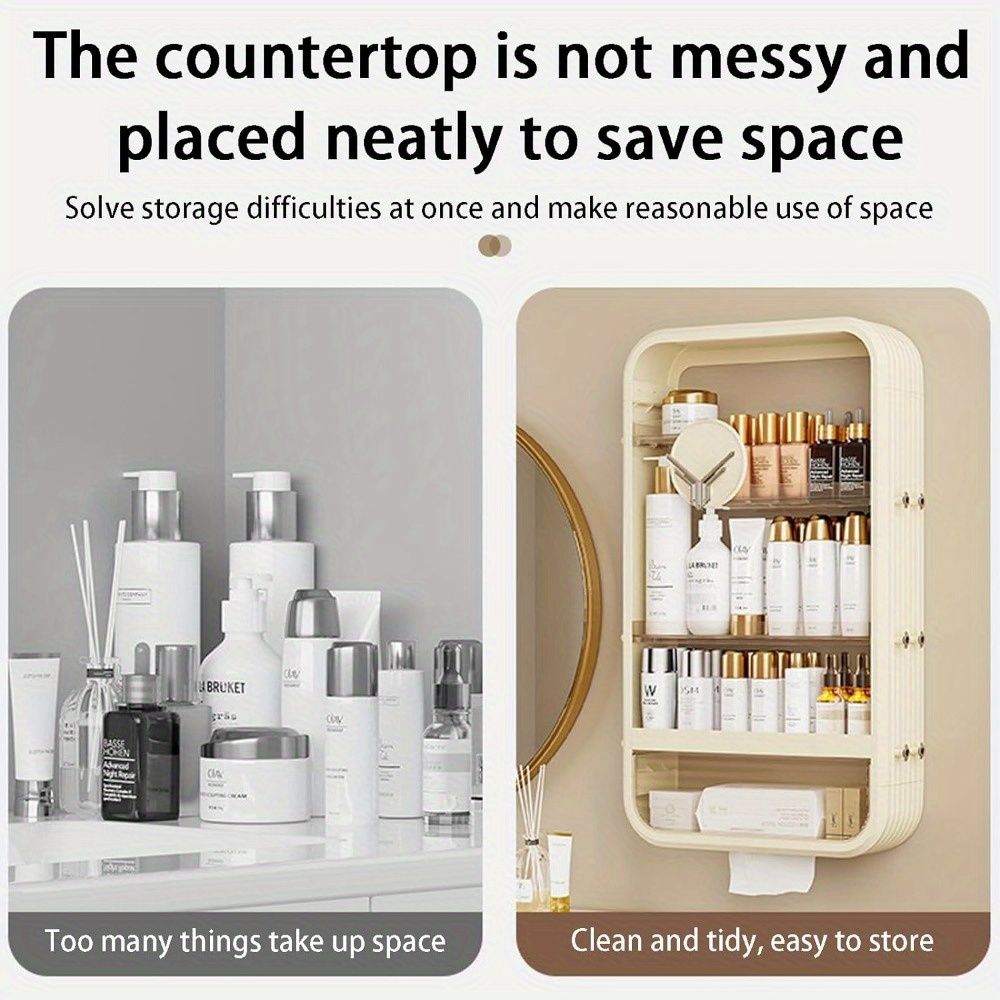 5 Tier Makeup Organizer for Vanity High - Capacity Bathroom Counter Organizer Perfume Organizers Hangable Cosmetic Organizer Display Cabinet Skincare Storage Rack - Transparent - Storehouse Essentials