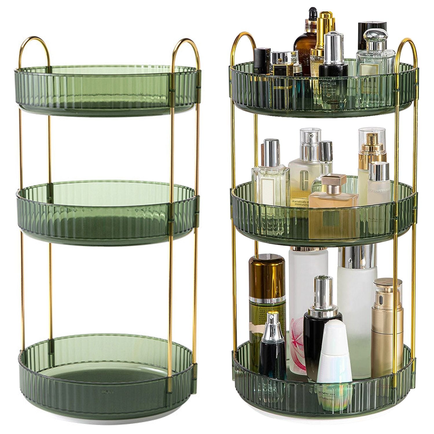 Spinning Makeup Storage Rack - Heavy - Duty 3 Tier Cosmetic Organizer - Storehouse Essentials