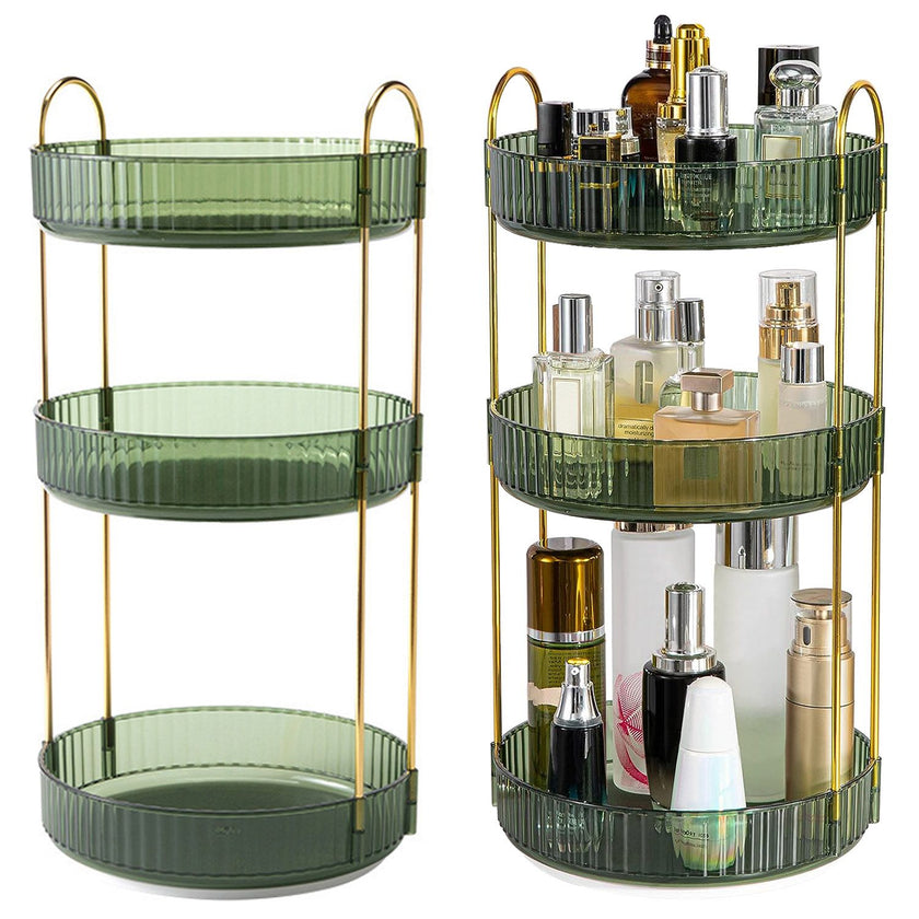 Spinning Makeup Storage Rack - Heavy - Duty 3 Tier Cosmetic Organizer - Storehouse Essentials