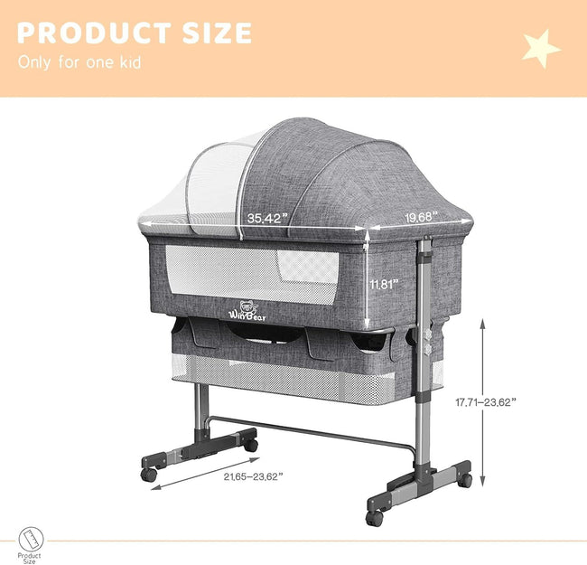 Portable Infant Bedside Crib with Comfortable Mattress and Lockable Wheels - Storehouse Essentials