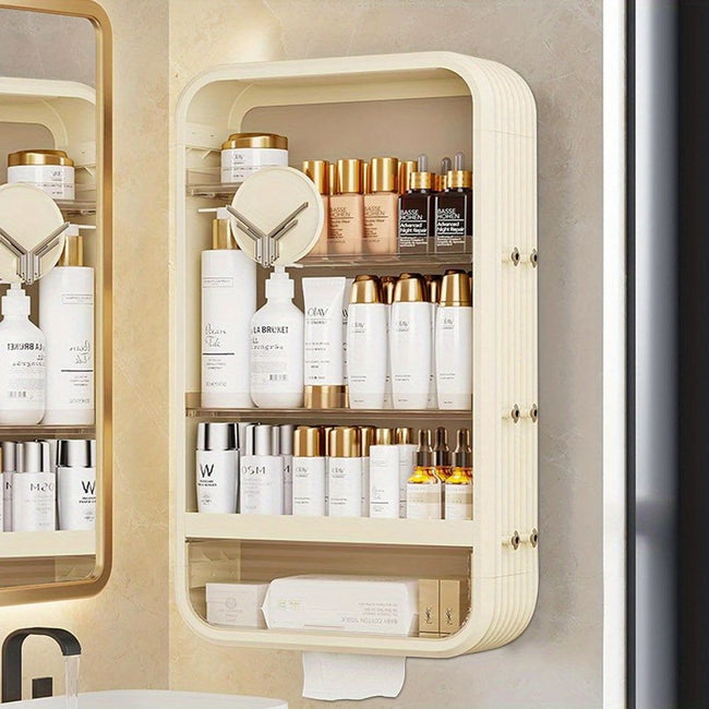 5 Tier Makeup Organizer for Vanity High - Capacity Bathroom Counter Organizer Perfume Organizers Hangable Cosmetic Organizer Display Cabinet Skincare Storage Rack - Transparent - Storehouse Essentials
