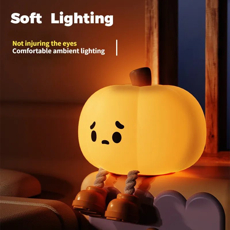 Home Decor Halloween Pumpkin Night Light Cute Soft Silicone Lamp Touch Dimmable Rechargeable Bedside Decor Light Kids Gifts Halloween Decorations - Storehouse Essentials