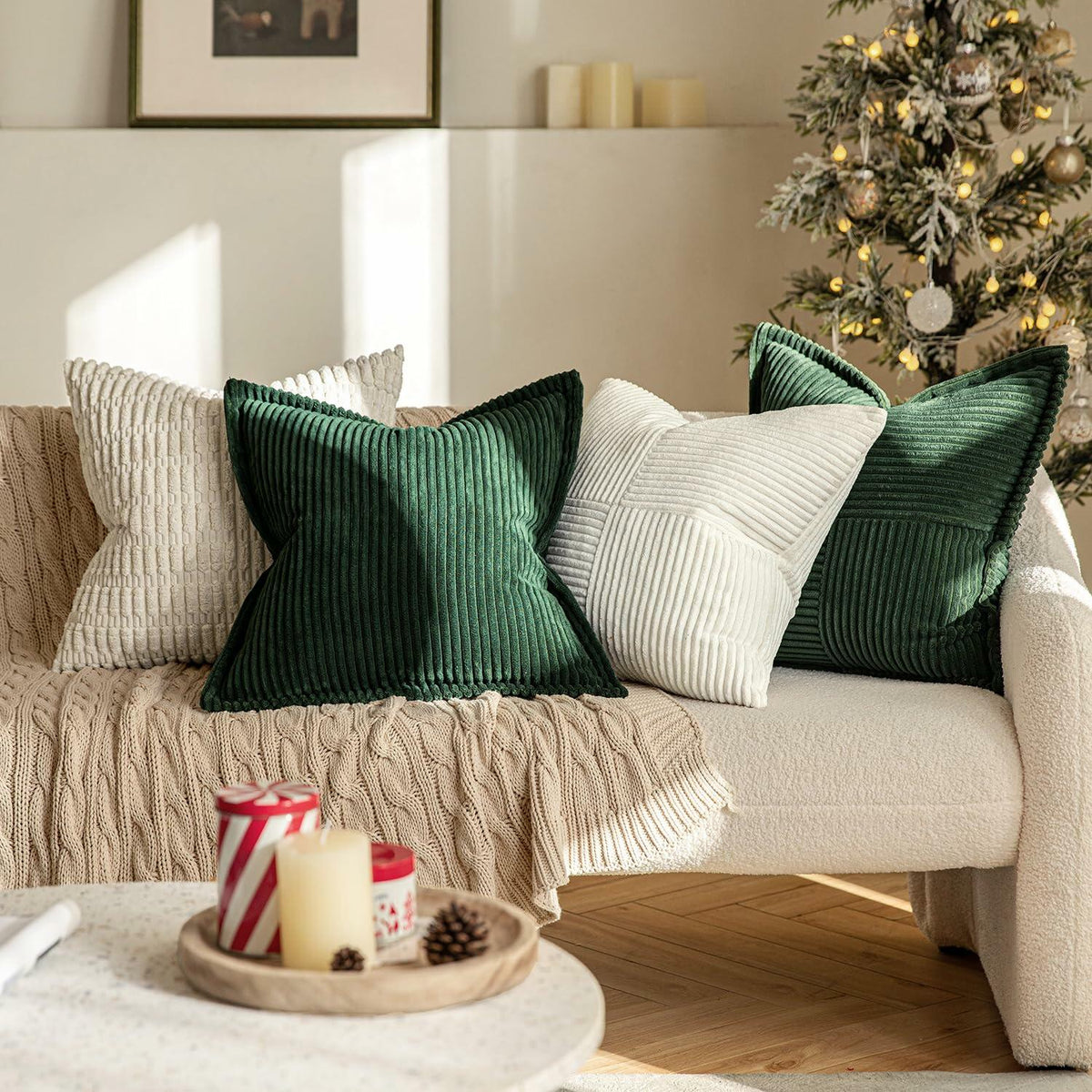 Olive Green Corduroy Pillow Covers, 16x16 (Set of 2) - Storehouse Essentials