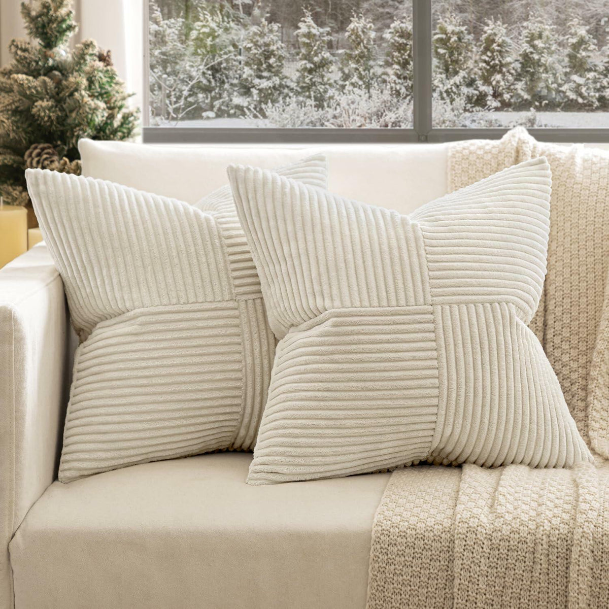 Olive Green Corduroy Pillow Covers, 16x16 (Set of 2) - Storehouse Essentials